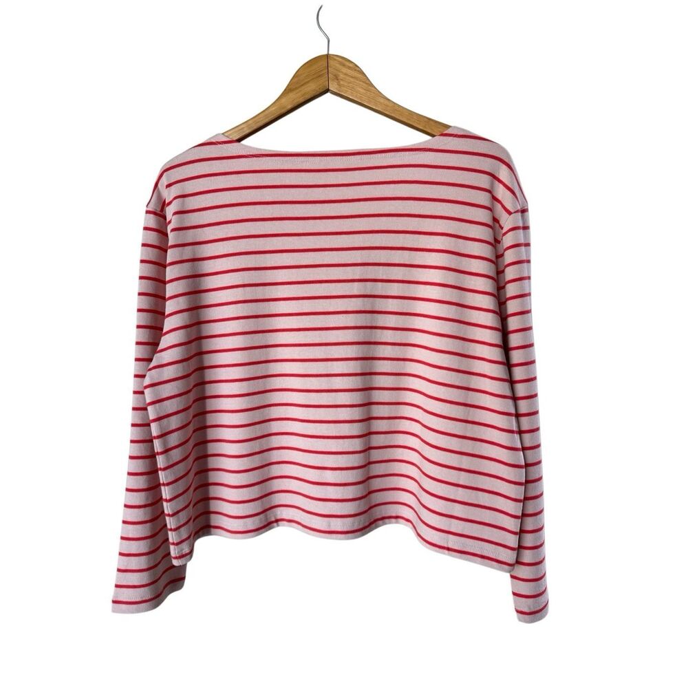 Lucky Brand Red & Pink Striped Boxy Fit Breton Long Sleeve Tee Size L - Picture 6 of 12
